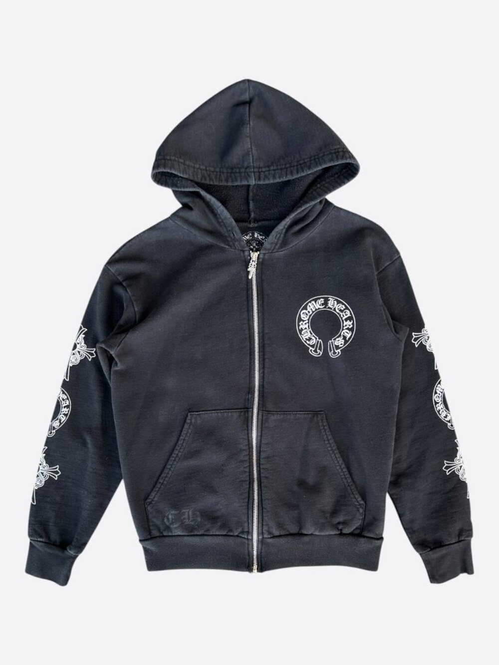 Chrome Hearts Black & White Multi Logo Zip Up Hoodie